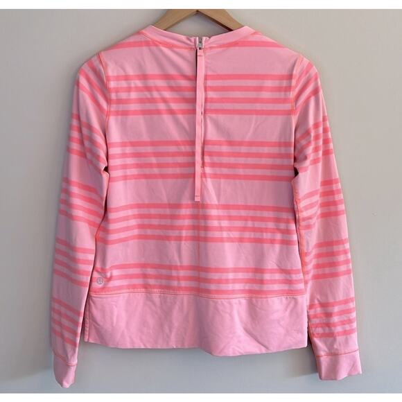 Lululemon Size 4 Warm Up Crew CORAL Stripe hi lo zipper top - Picture 9 of 9